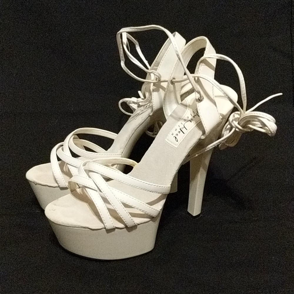 Highest Heel white strappy heels